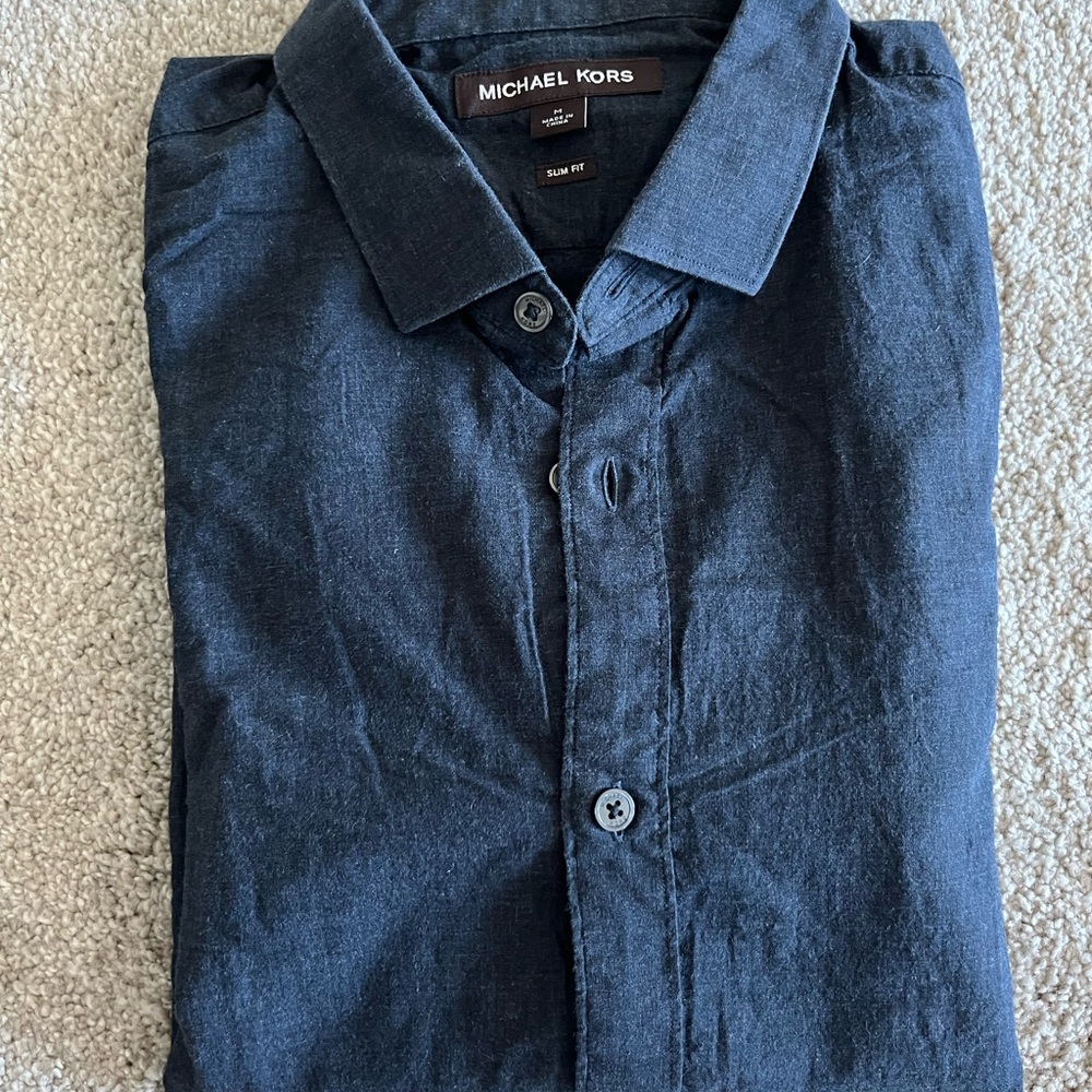 Michael Kors Blue Casual Button Down Shirt